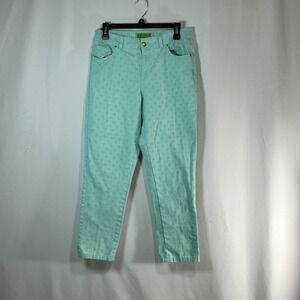 Banana‎ Republic Women's Aqua Polka Dot Cropped Pants Size Medium